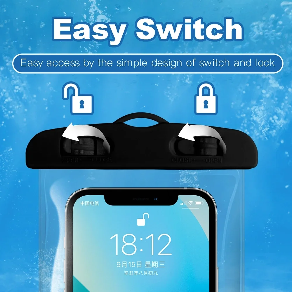 Custom Waterproof Phone Pouch with Unique Design, Durable Seal / Adjustable Strap for Active Lifestyle – Protects Against Water, Sand, Dust