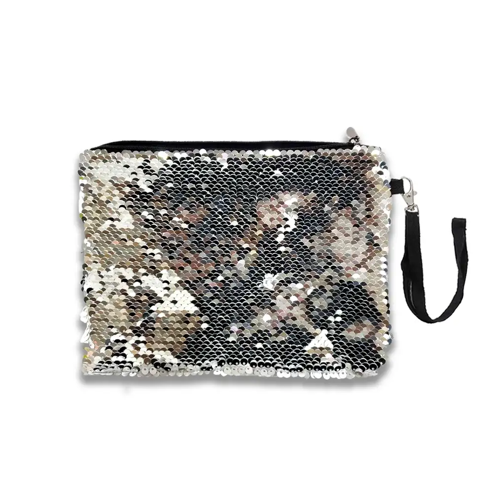 Sparkling Personalized Makeup Pouch: Durable Glitter Cosmetic Bag with Portable Design for On-the-Go Beauty Needs