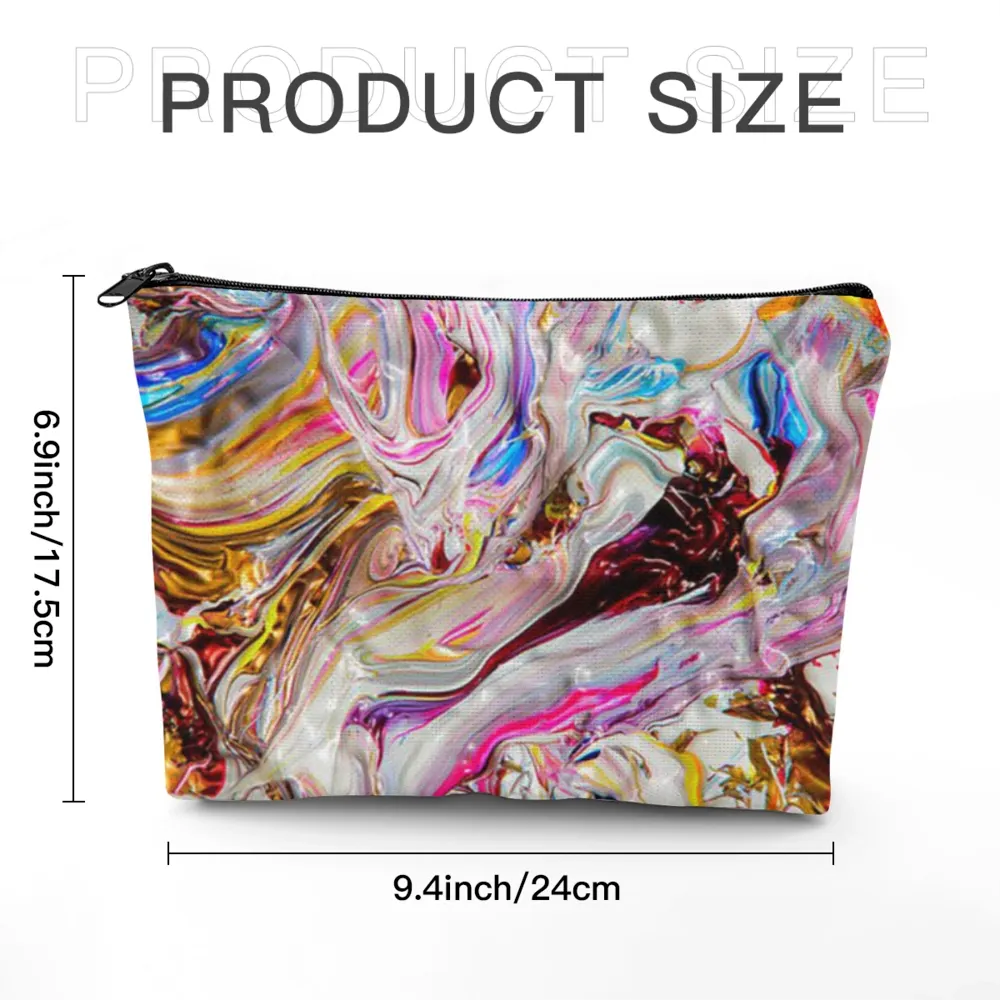 Customizable Canvas Cosmetic Pouch | Personalized Makeup Bag | Unique Design Travel Toiletry Organizer for On-the-Go Storage | Durable Zipper Clutch