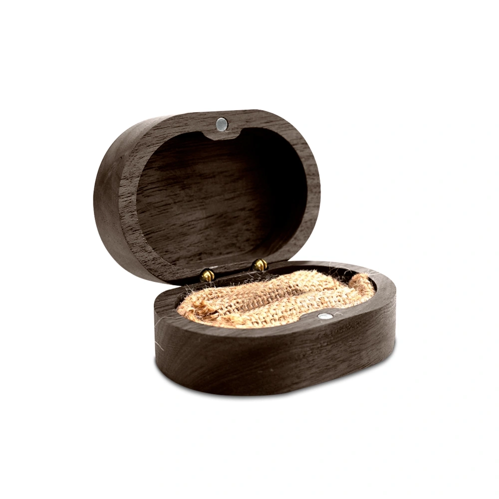 Vintage Oval Walnut Wood Jewelry Box with Customizable Design