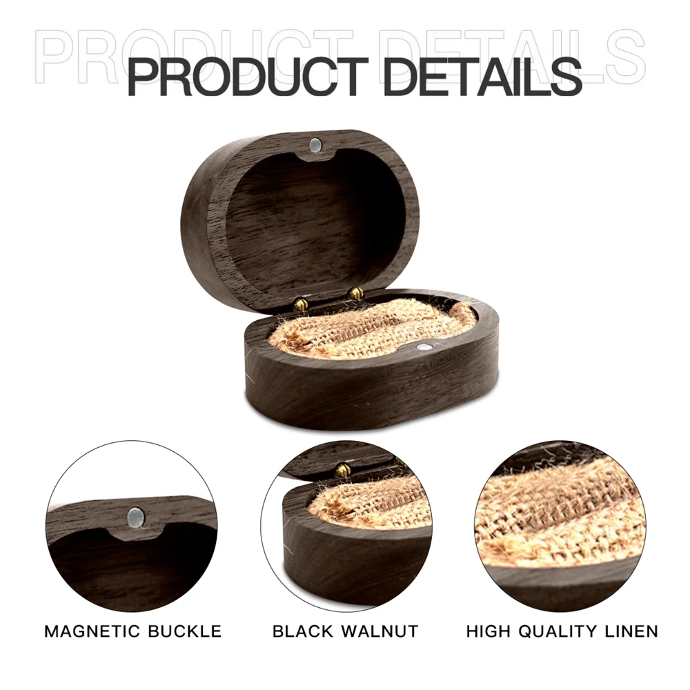 Vintage Oval Walnut Wood Jewelry Box with Customizable Design