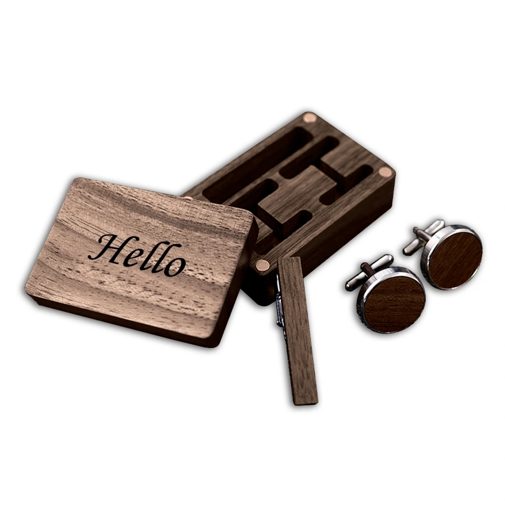 Personalized Solid Wood Tie Clip and Cufflinks Set – Elegant Accessory for Sophisticated Style