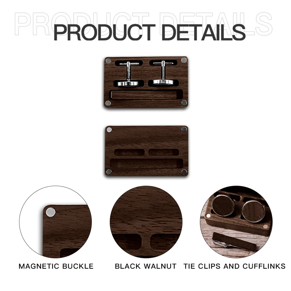 Personalized Solid Wood Tie Clip and Cufflinks Set – Elegant Accessory for Sophisticated Style