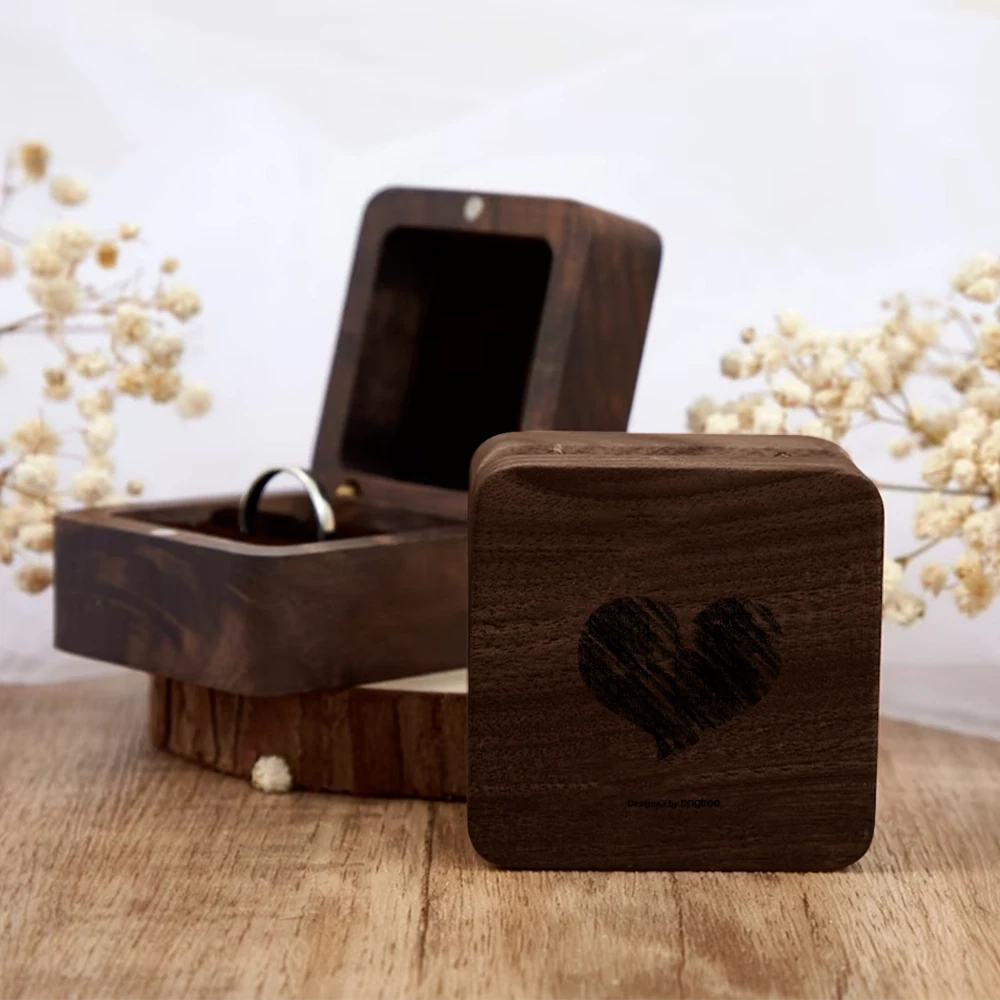 Vintage Walnut Wood Jewelry Box - Customizable Personalized Design, Elegant Storage Organizer for Accessories