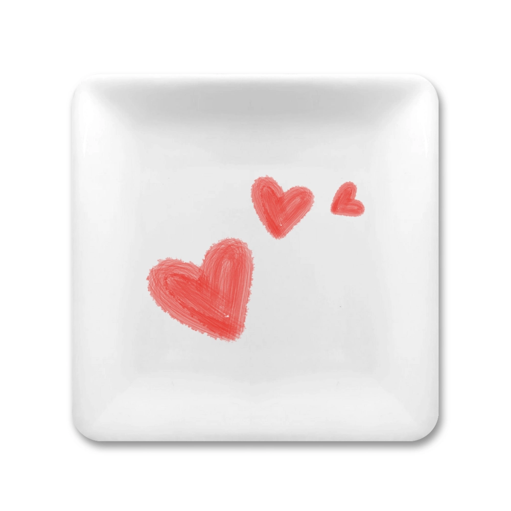 Handcrafted Ceramic Jewelry Dish with Personalized Heart Design - Elegant Love Token Organizer for Dresser or Vanity