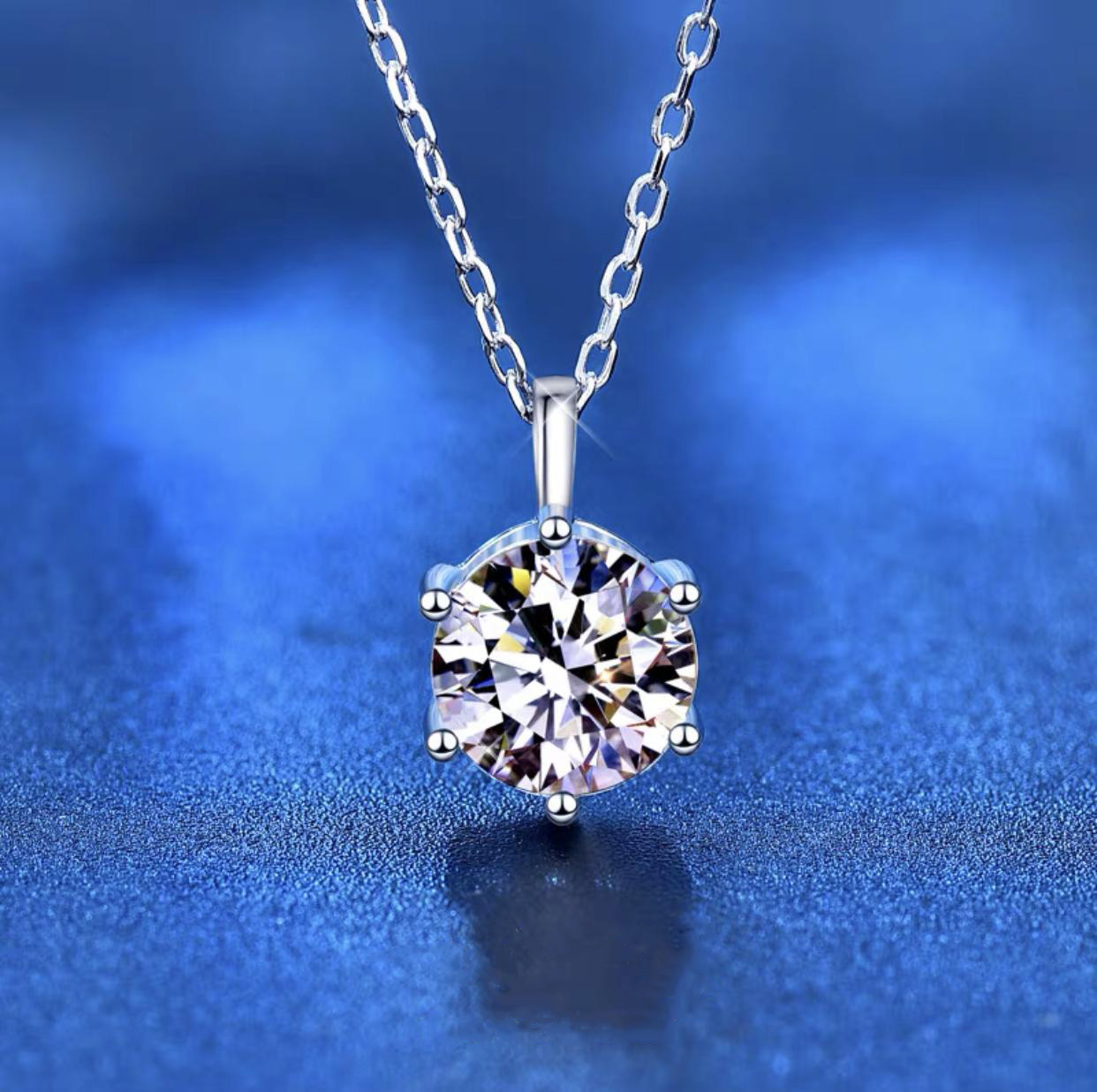 Luxury 2 Carat Moissanite Pendant Necklace – Elegant Crown Design for Couples, Perfect for Valentine’s Day