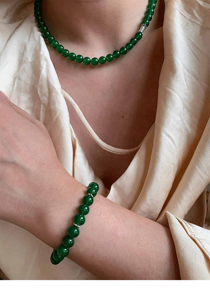 Handmade Natural Green Agate Beaded Bracelet – Unique Japanese and Korean Style Jewelry for Girls