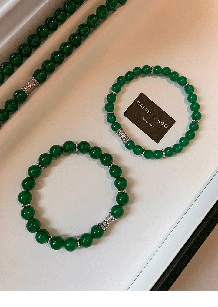 Handmade Natural Green Agate Beaded Bracelet – Unique Japanese and Korean Style Jewelry for Girls