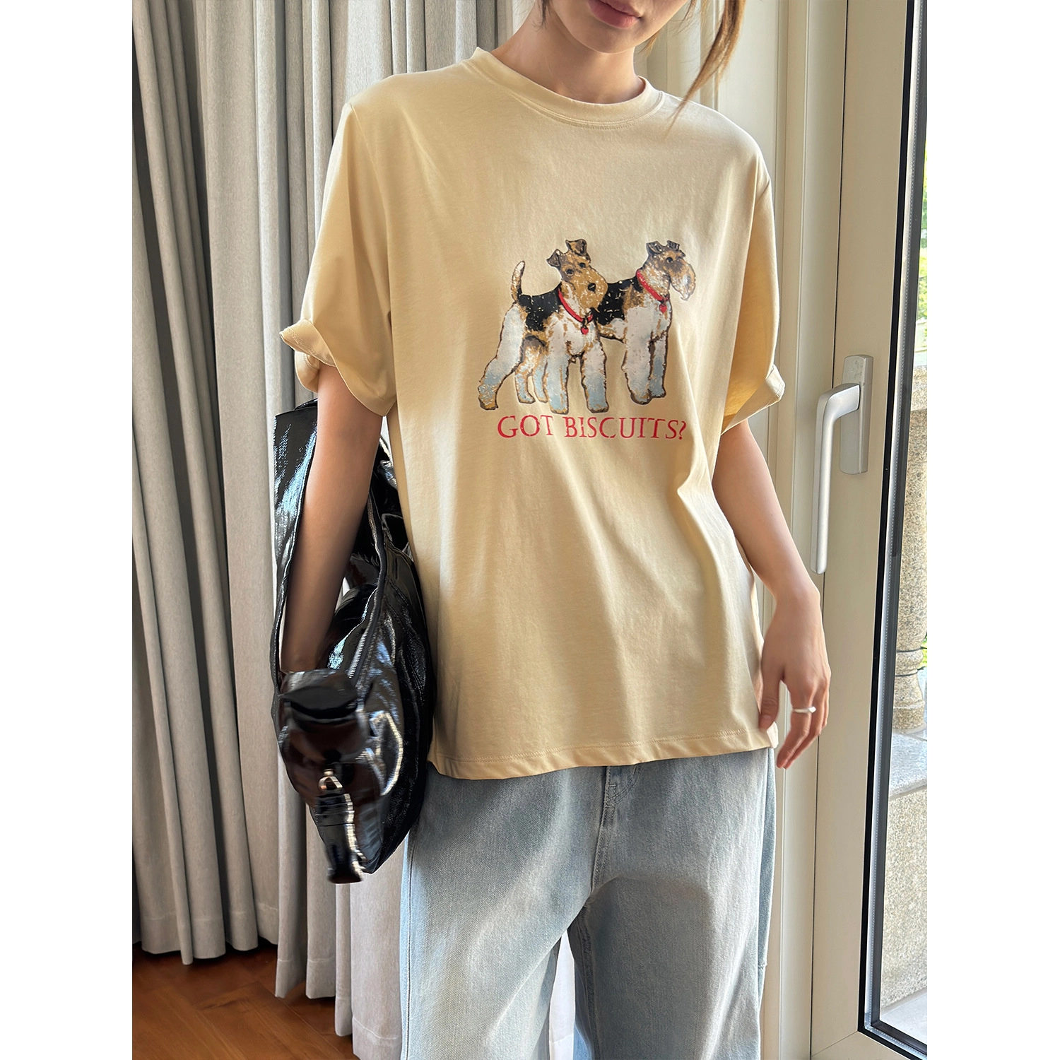 Summer New Korean INS Cute Dog Print T-Shirt – Loose Fit Comfortable Casual Top for Women