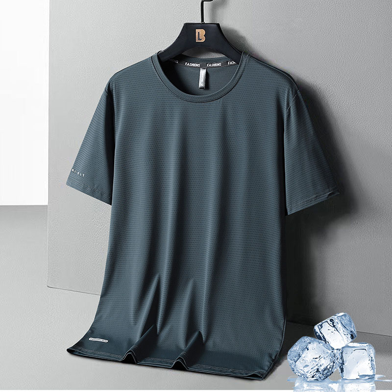 Men’s Mesh Quick-Dry Ice Silk T-Shirt – Lightweight Breathable Summer Casual Sportswear