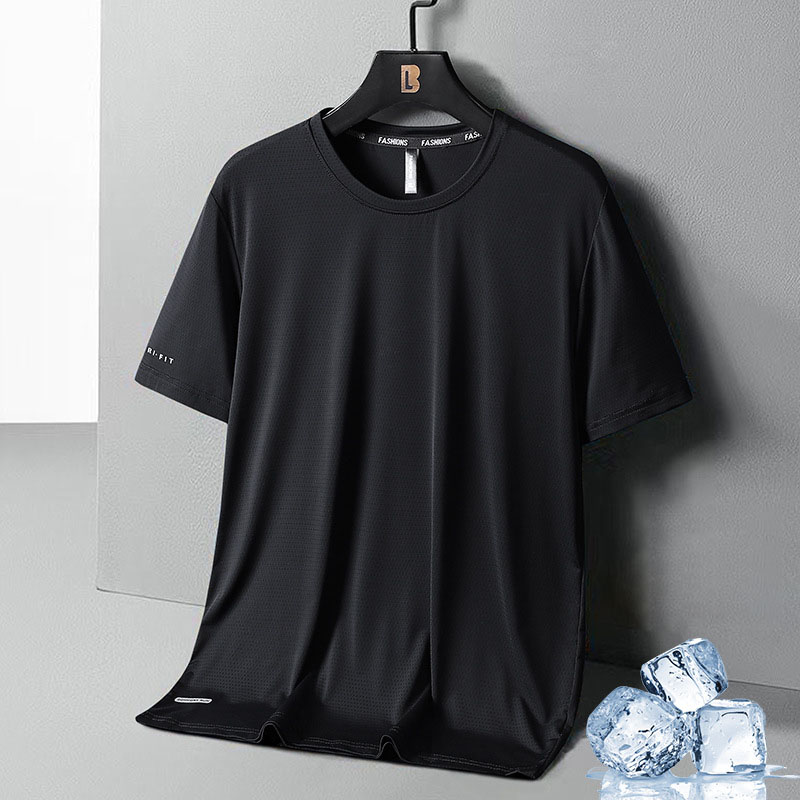 Men’s Mesh Quick-Dry Ice Silk T-Shirt – Lightweight Breathable Summer Casual Sportswear