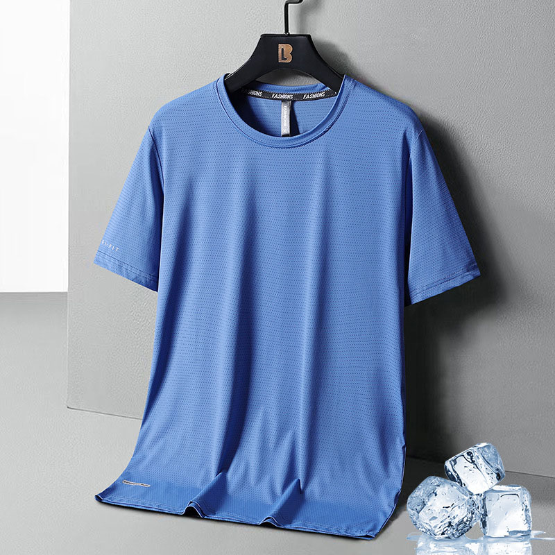 Men’s Mesh Quick-Dry Ice Silk T-Shirt – Lightweight Breathable Summer Casual Sportswear