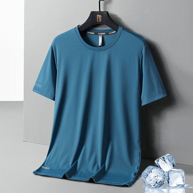 Men’s Mesh Quick-Dry Ice Silk T-Shirt – Lightweight Breathable Summer Casual Sportswear