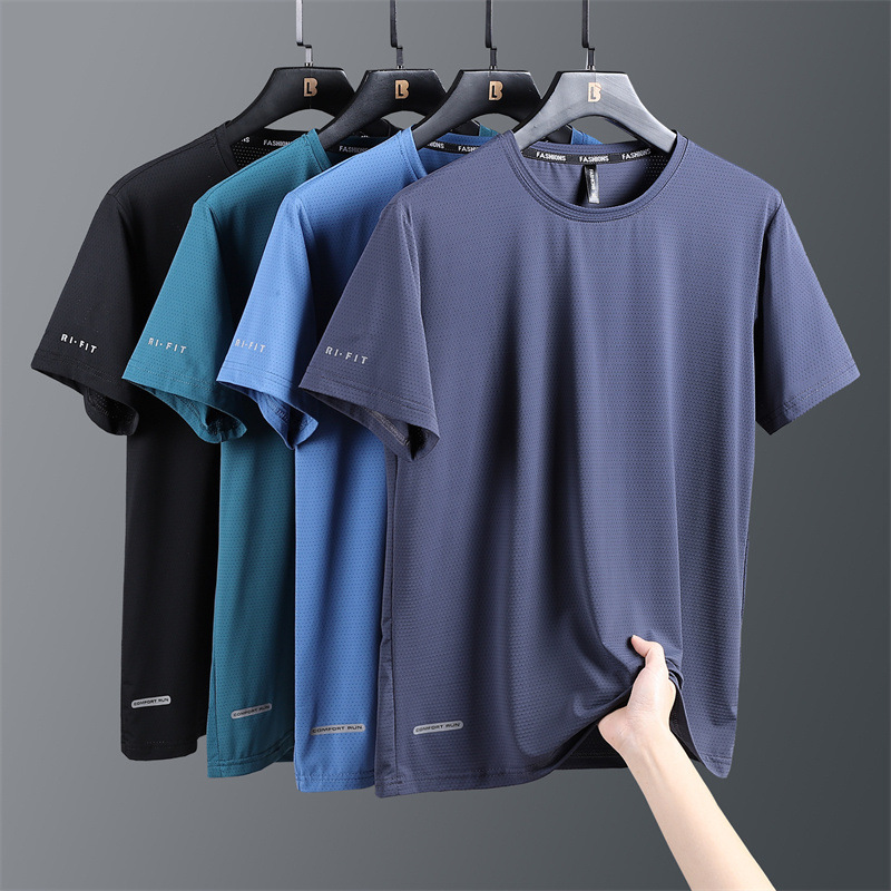 Men’s Mesh Quick-Dry Ice Silk T-Shirt – Lightweight Breathable Summer Casual Sportswear