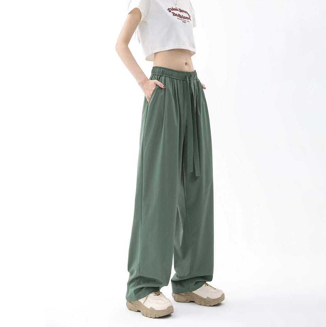 Quick Dry Ice Silk Wide Leg Pants – Wrinkle-Resistant Summer Trousers for Women