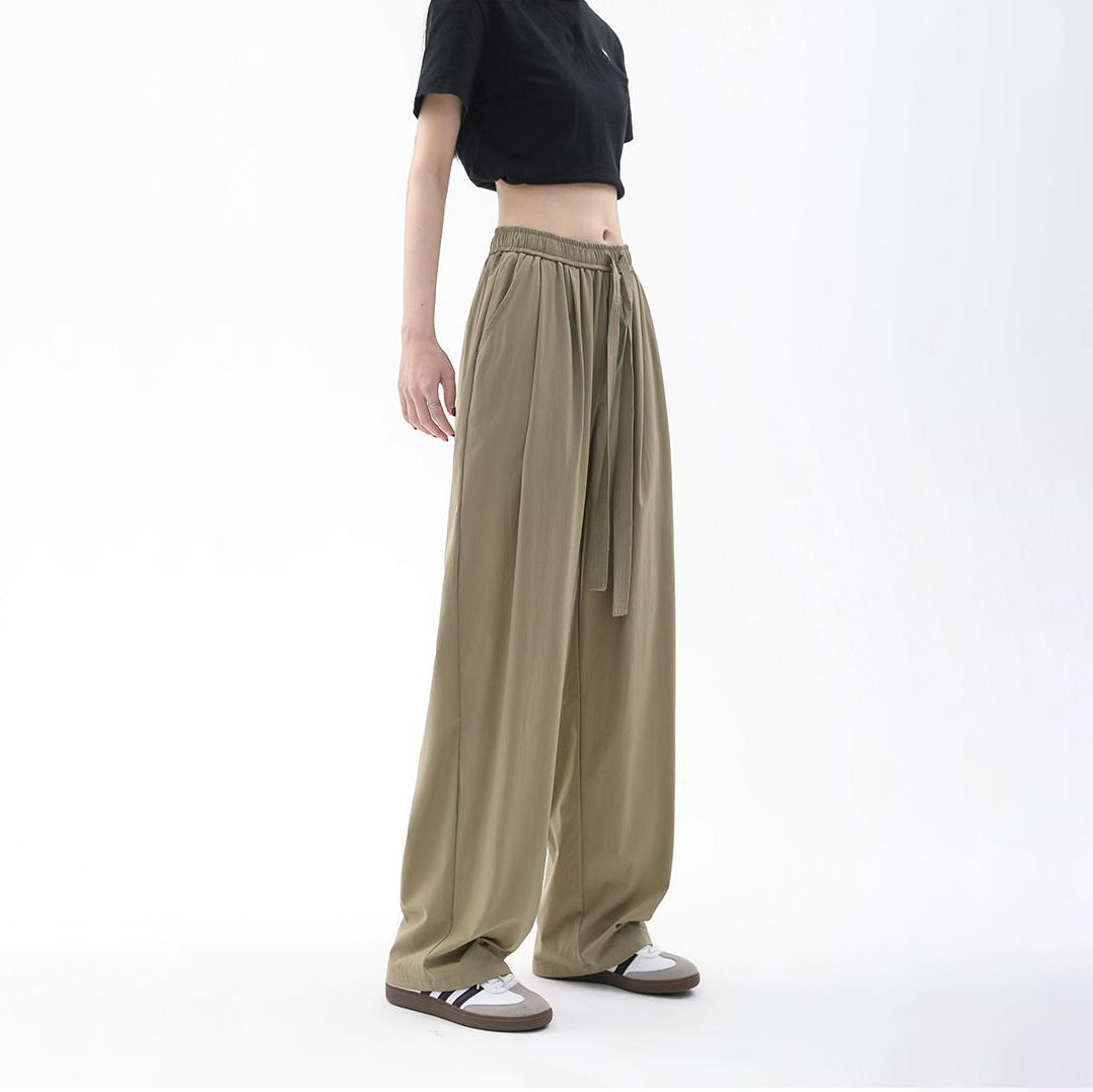 Quick Dry Ice Silk Wide Leg Pants – Wrinkle-Resistant Summer Trousers for Women