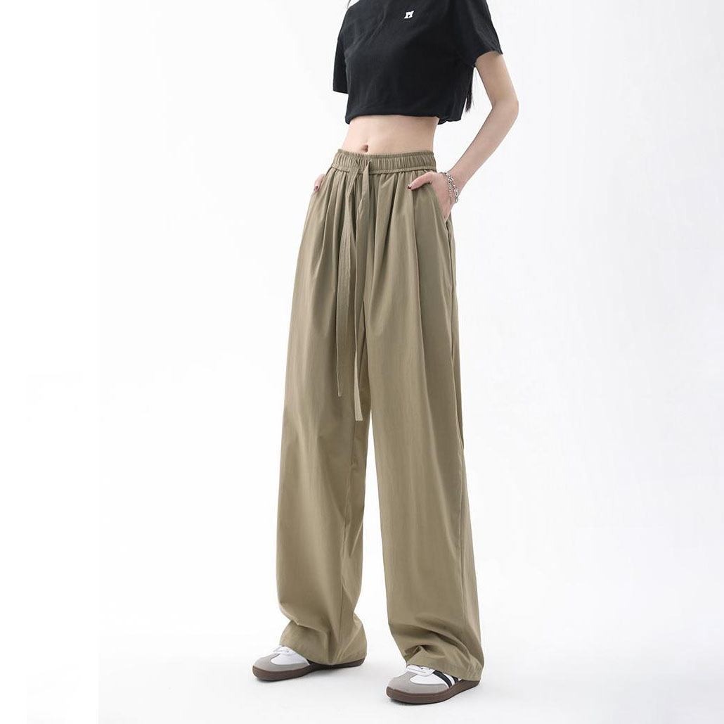 Quick Dry Ice Silk Wide Leg Pants – Wrinkle-Resistant Summer Trousers for Women