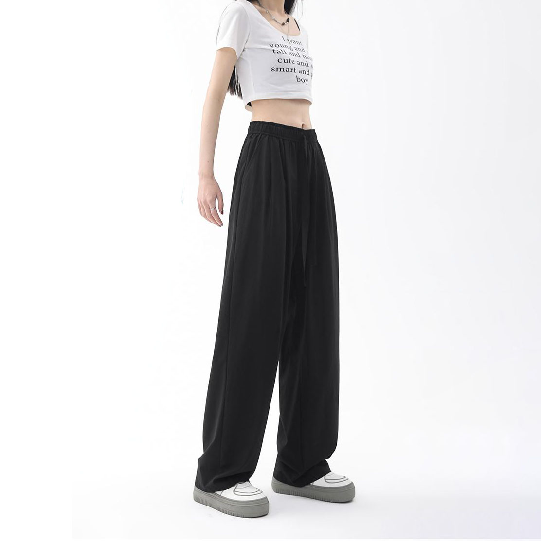 Quick Dry Ice Silk Wide Leg Pants – Wrinkle-Resistant Summer Trousers for Women