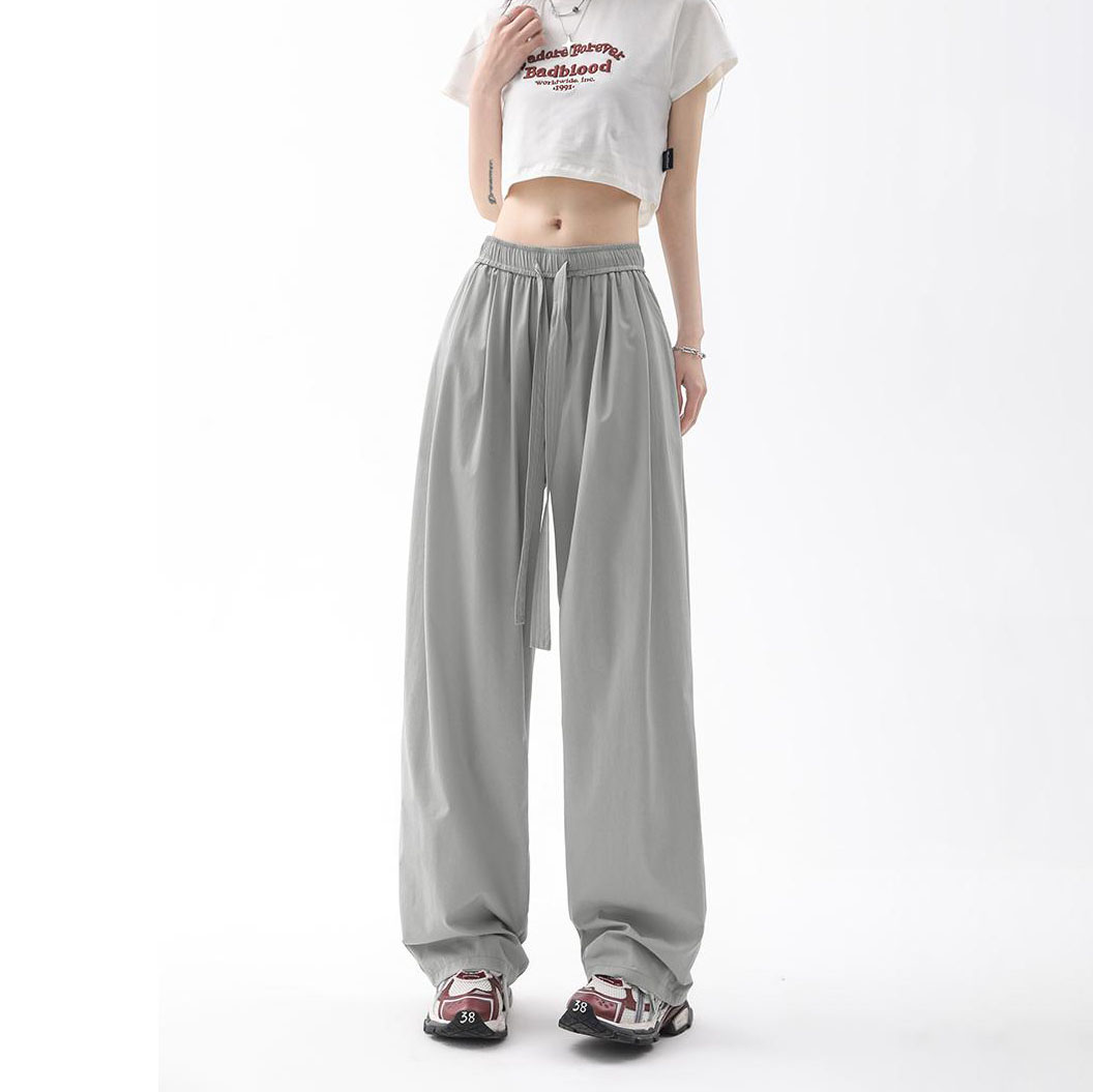 Quick Dry Ice Silk Wide Leg Pants – Wrinkle-Resistant Summer Trousers for Women