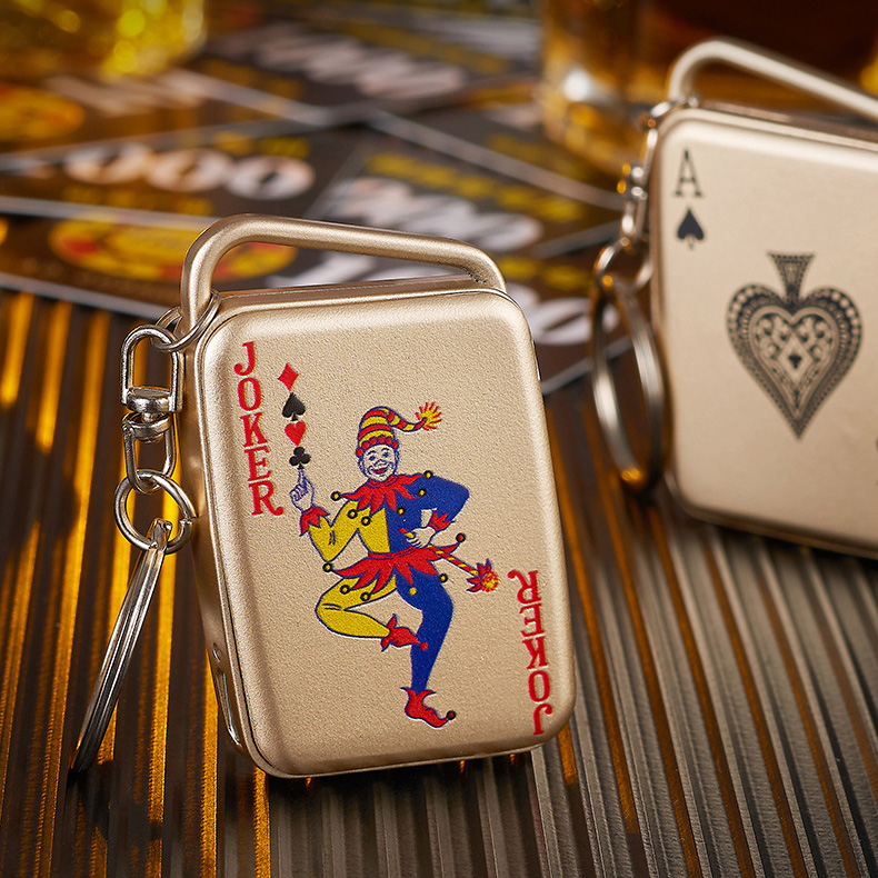 Creative USB Rechargeable Mahjong Poker Lighter - Zinc Alloy Windproof Electronic Lighter Keychain