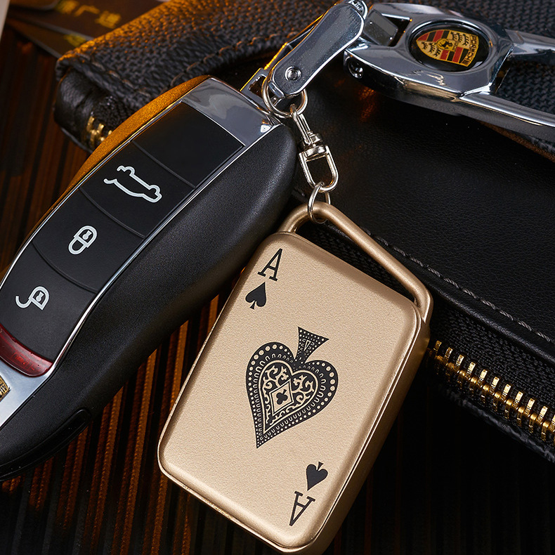 Creative USB Rechargeable Mahjong Poker Lighter - Zinc Alloy Windproof Electronic Lighter Keychain