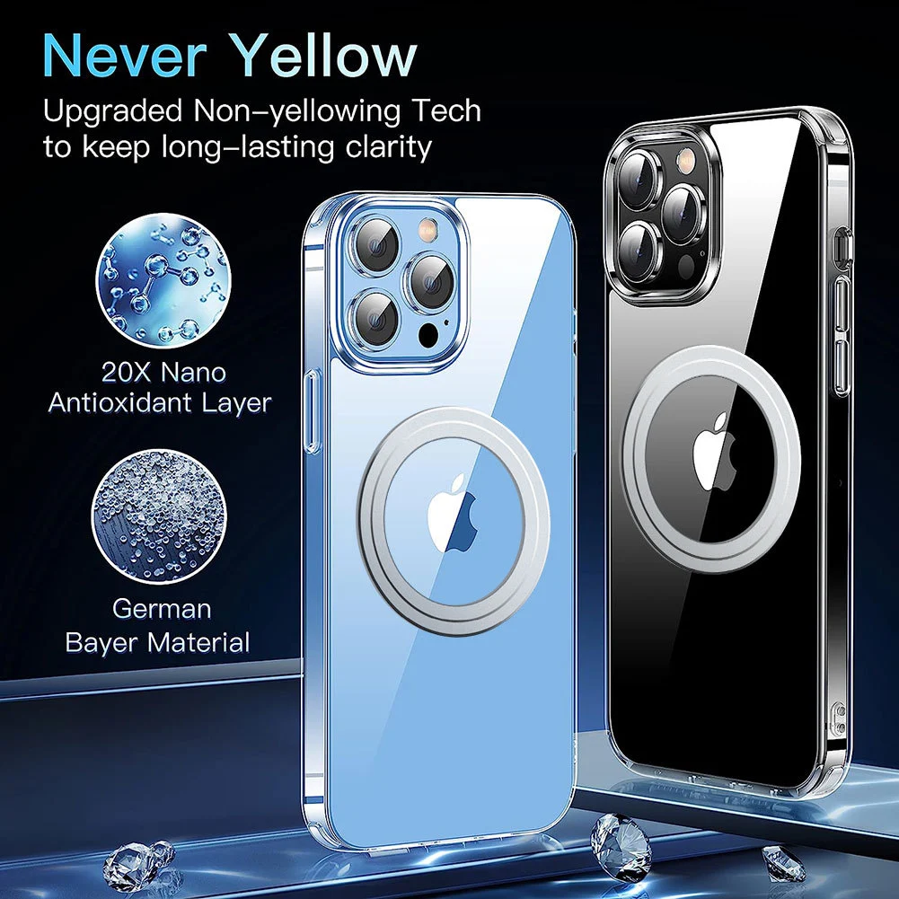 Magnetic Transparent Acrylic iPhone 16 Case with MagSafe Compatibility - Shockproof Protective Cover