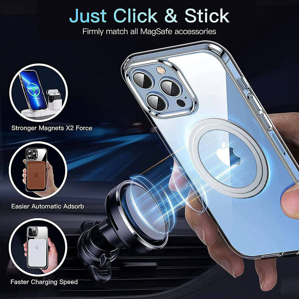 Magnetic Transparent Acrylic iPhone 16 Case with MagSafe Compatibility - Shockproof Protective Cover